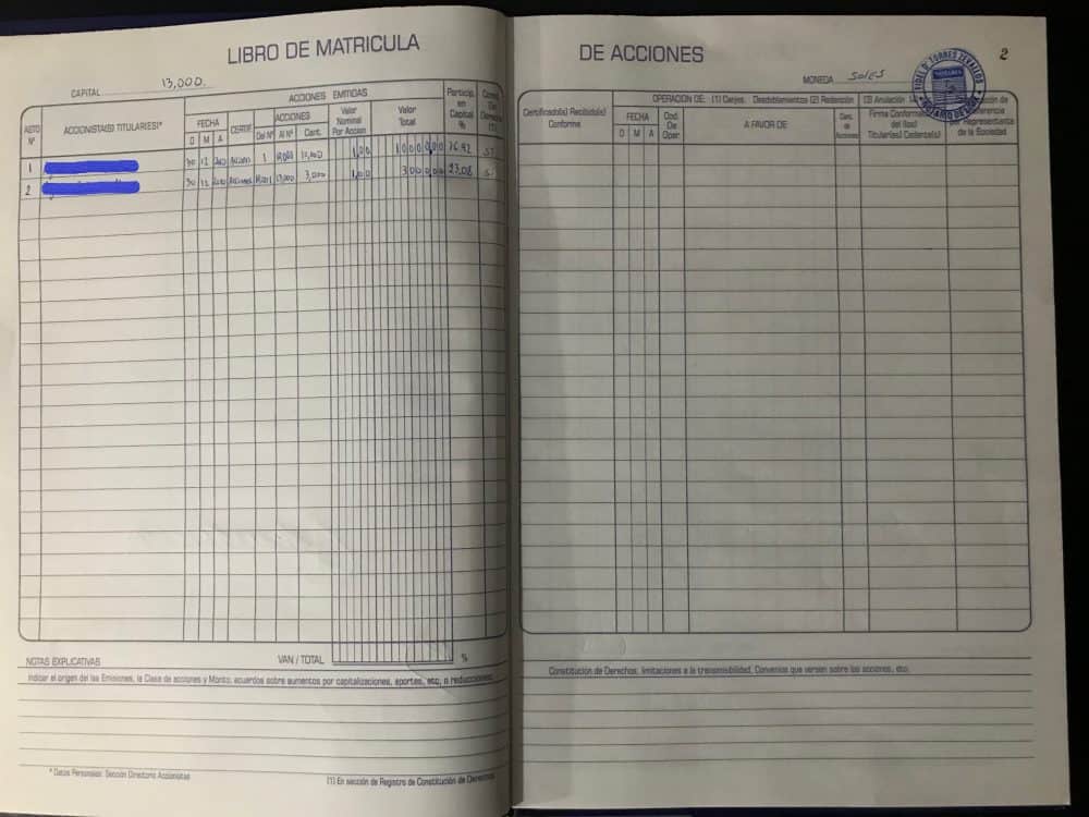 libro ,matricula acciones